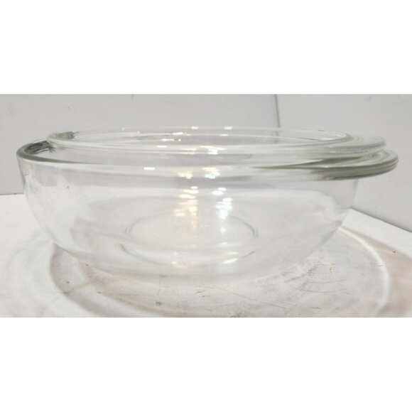 Vintage Classic Pyrex Clear Glass Bowl Nesting Set w/Handles 23 & 24 1.5 & 2 QT - Picture 4 of 15